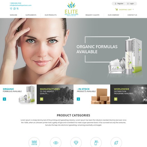 Cosmetics website with the title 'Website Design'