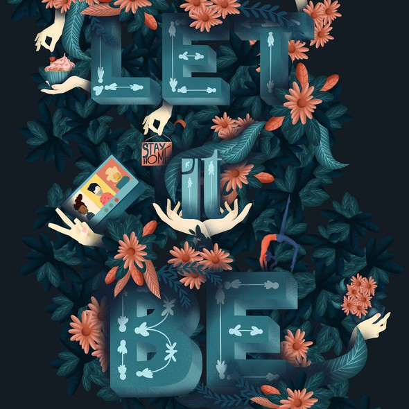 Typography illustration with the title '99d Community Poster Design'