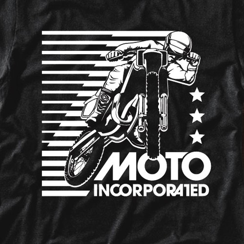 Motorcycle design with the title 'Vintage Style Moto Inc. T-Shirt Design'