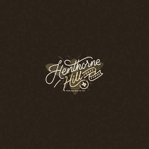 Hand lettering design with the title 'Henthorne Hill Honey Farm Logo v.2'