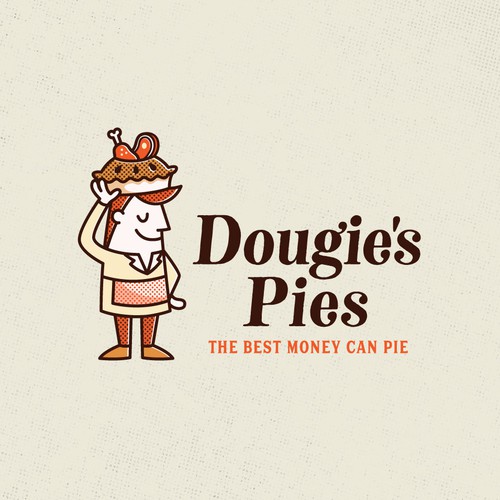 Retro design with the title 'A fun + retro style logo for a pie shop'