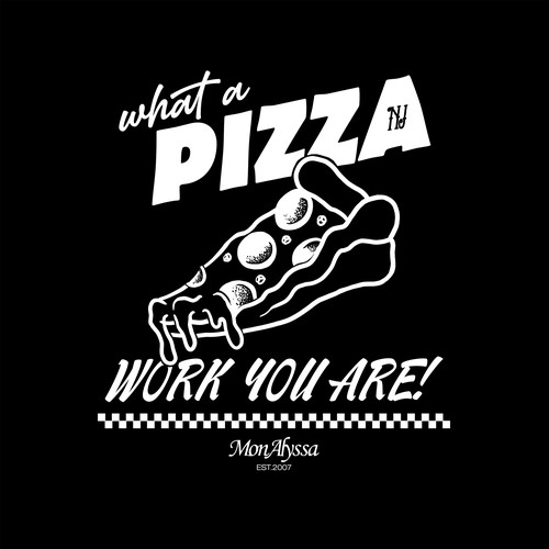 Italian food design with the title 'T-shirt design for pizzeria'