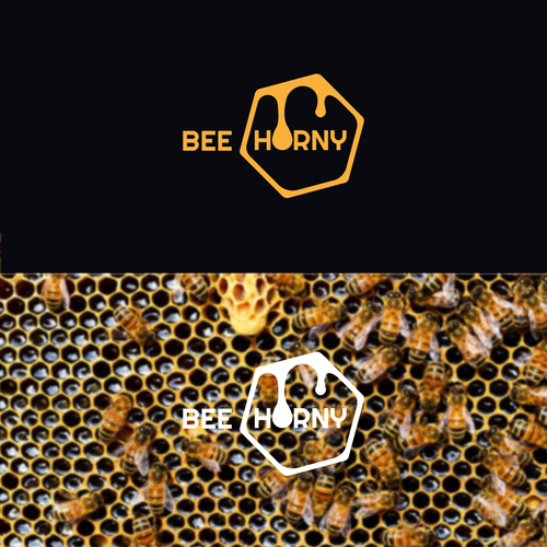 Packaging logo with the title 'BEE HORNY'