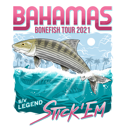 Fishing t-shirt with the title 'Bahamas Bonefish Tour 2021'