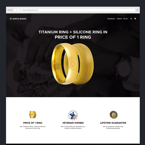 Ring design with the title 'E-commerce website concept'