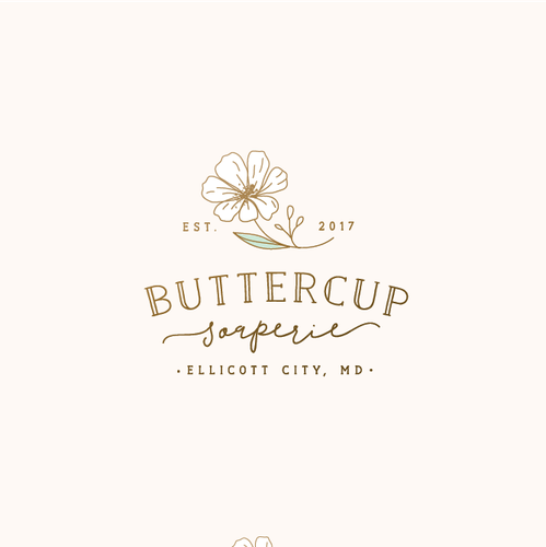 Botanical design with the title 'buttercup soaperie'