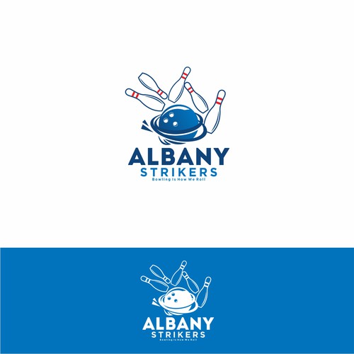 Bowling logo with the title 'Bowling Logo Albany Strikers'