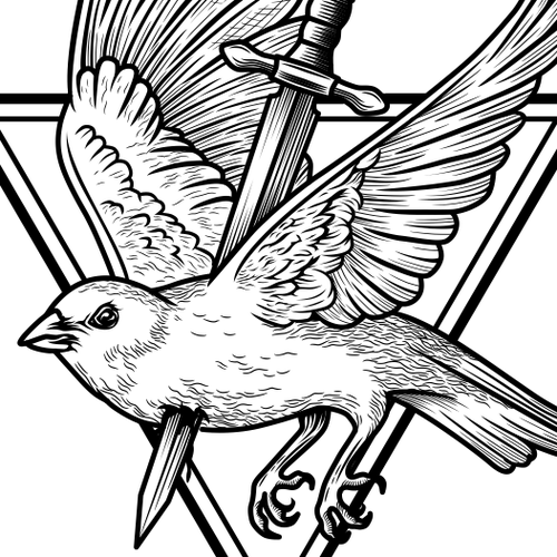 Finch design with the title 'Fallen Finch'