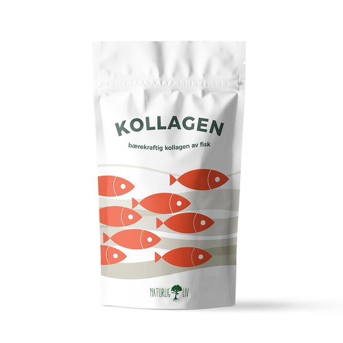 Sustainable packaging with the title 'Packaging Design for Naturlig Liv'