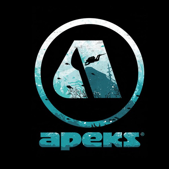 Reef design with the title 'T-shirt design for APEKS®: British manufacturer of scuba diving equipment based in Blackburn.'