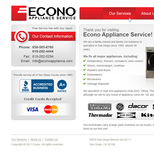 Service website with the title 'Econo Service Page'