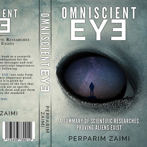 Alien book cover with the title 'Omniscient Eye Book Cover'