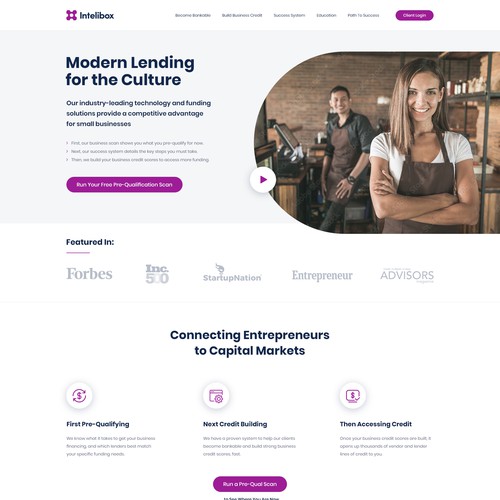 Small business design with the title 'Landing page design for a SaaS (software as a Service) cloud-based platform.'