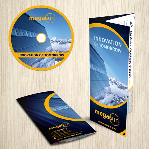 Solar design with the title 'Brochure with CD for MegaSun'