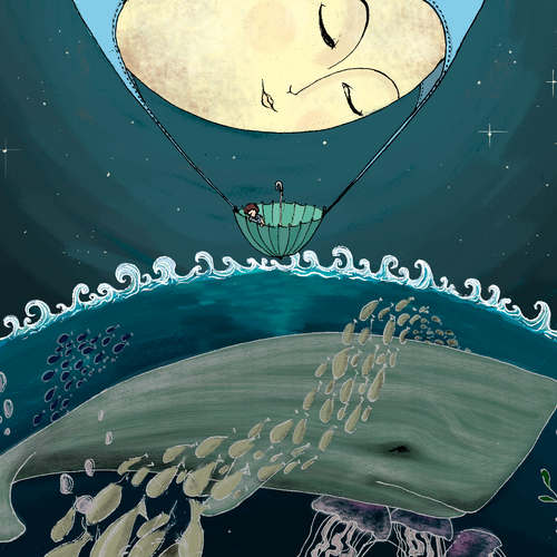 Whale artwork with the title 'Creative Whimsical Illustration for Blog'