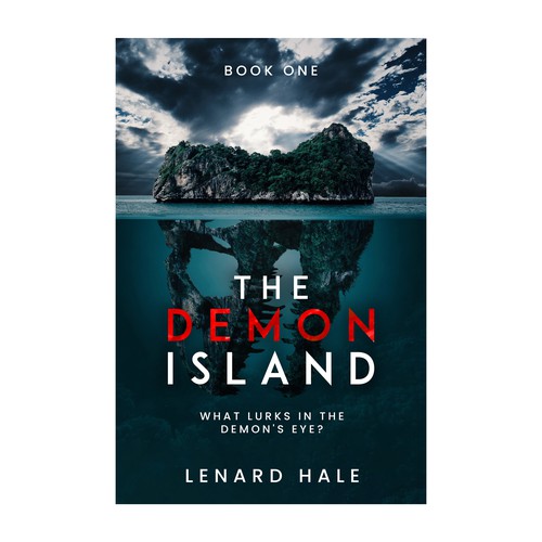 Scroll design with the title 'The Demon Island'