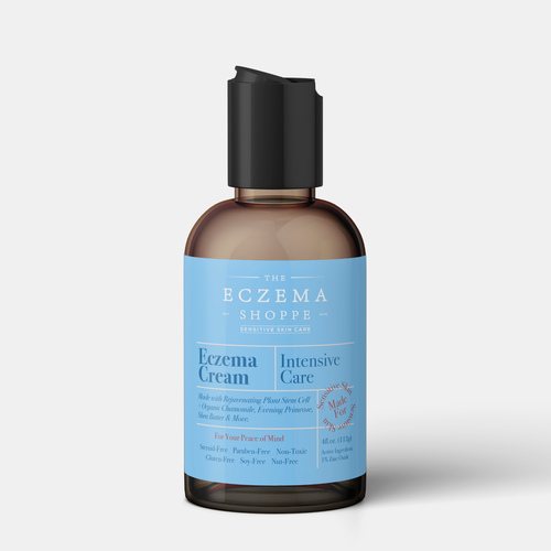 Skincare label with the title 'Eczema Cream'