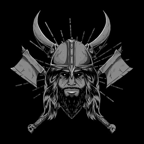 Badge t-shirt with the title 'Vikings'