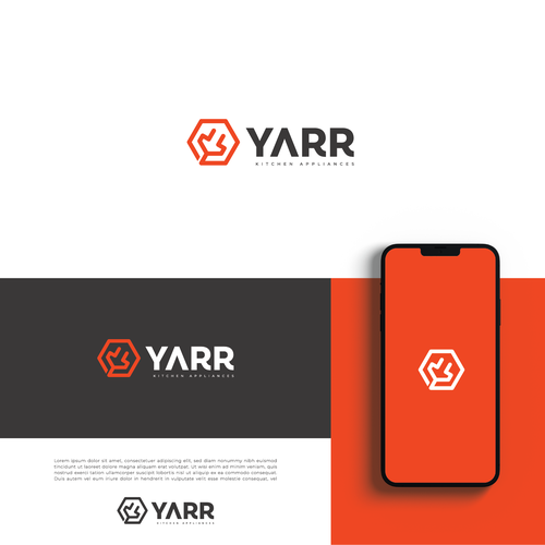 Green tech logo with the title 'Logo Design for YARR Kitchen Appliances brand'