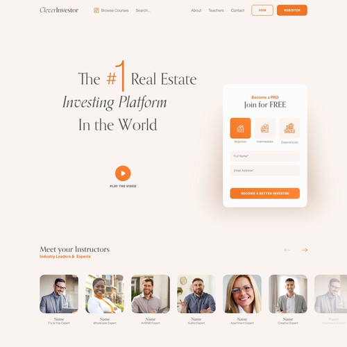 Investment website with the title 'Real-estate Online Education Platform'