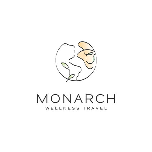Monarch butterfly logo with the title 'Monarch butterfly logo for a Wellness Travel Company'