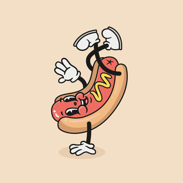 Hot dog logo with the title 'Happy Hotdog'