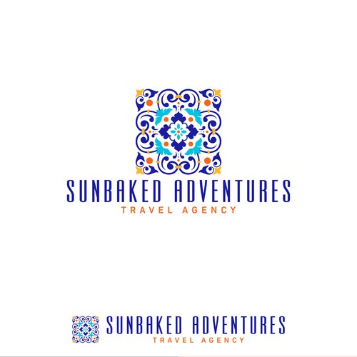 Tour logo with the title 'Sunbaked Adventures Travel Agency'