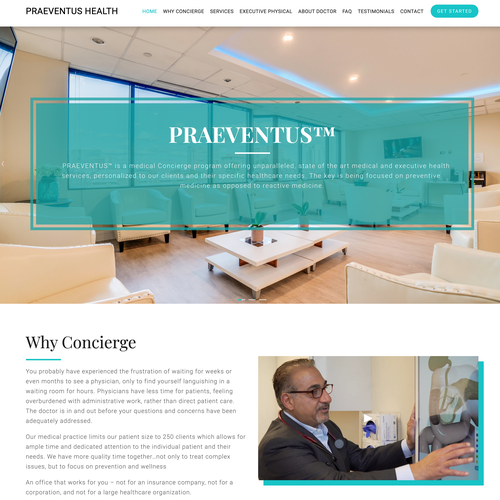 Digital marketing design with the title 'Modern Concierge Healthcare Website'