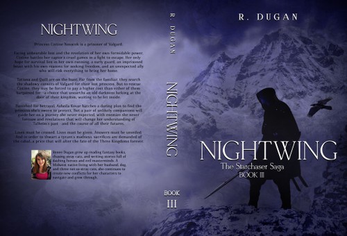 Professional book cover with the title 'The Starchaser Saga: NIGHTWING'