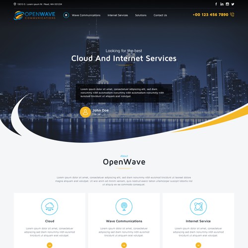 Internet website with the title 'We broker cloud and internet services to businesses'