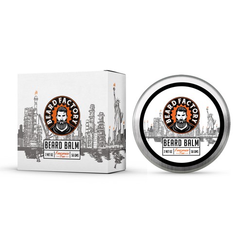 Beard design with the title 'Modern/Vintage Beard Balm Design'