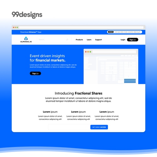 Trading website with the title 'Almanac™'