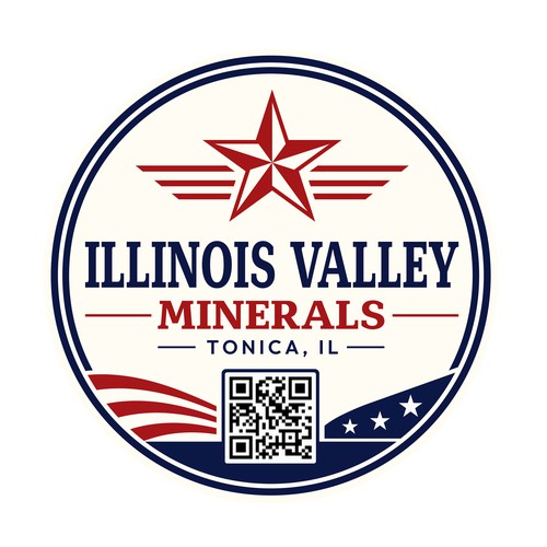 Corporate identity logo with the title 'Industrial Mining & American Badge Logo Design | Illinois Valley Minerals Branding'