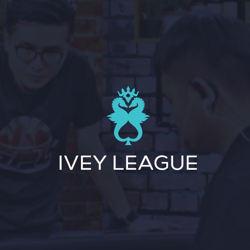 Poker chip logo with the title 'Bold Poker with sea horse logo for "Ivey League"'