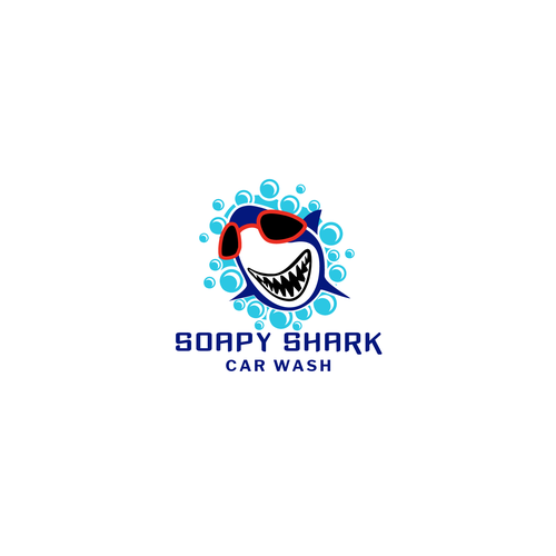 Car wash design with the title 'Design a Soapy Shark Car Wash logo'