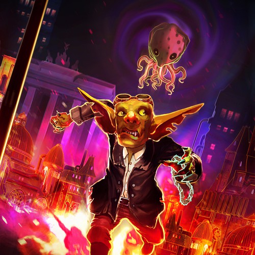 Dramatic design with the title 'Old design entry on a book cover contest'