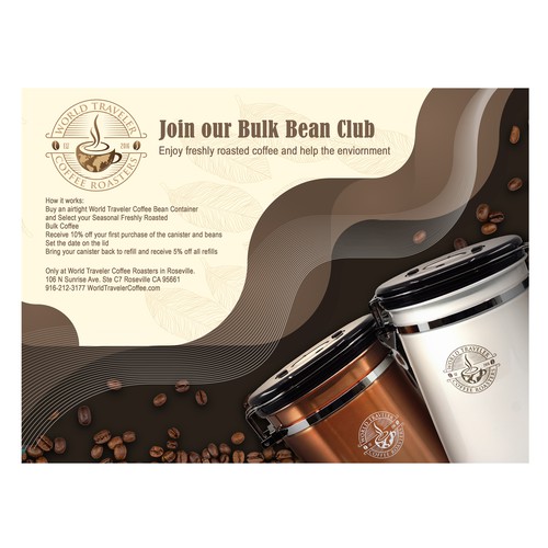 Canister design with the title 'coffee canister flyer'