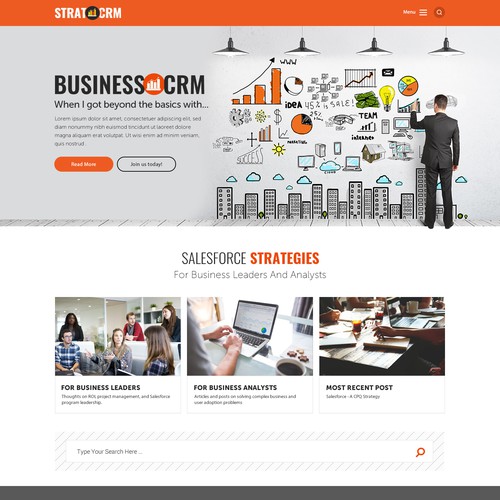 Custom website with the title 'CRM Solution Design'
