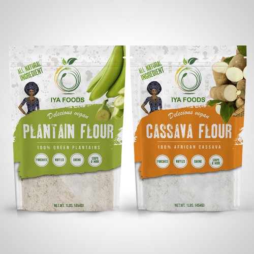 Flour design with the title 'New Gluten Free Packaging Designs'