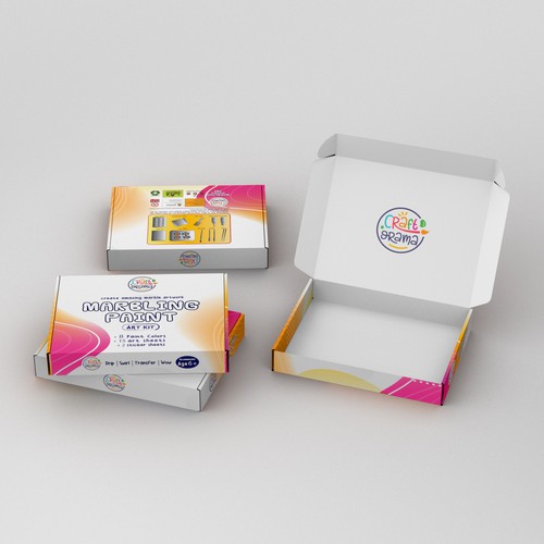 Yellow packaging with the title 'Box Design'
