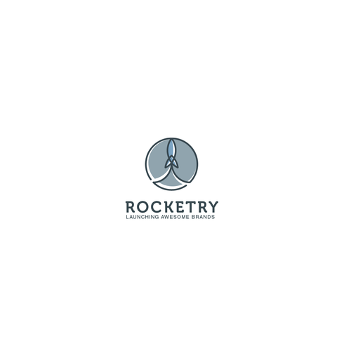 Rocket logo with the title 'retro-modern look logo for Rocketry '