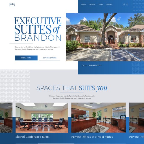 Office design with the title 'executive suites design home page for the website'