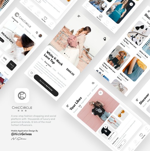 Eshop design with the title 'Fashion Application Design'