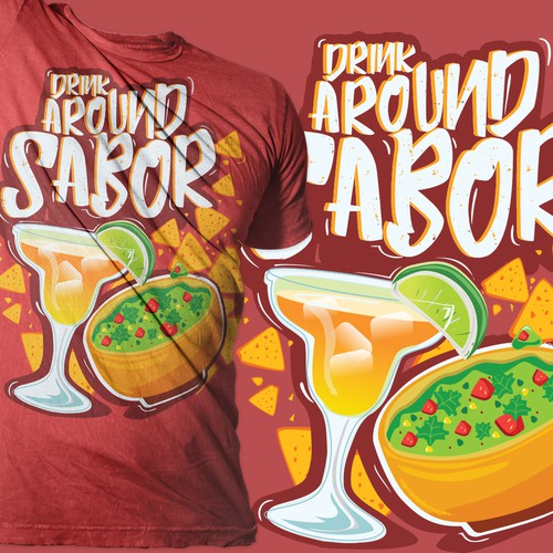Taco design with the title 'margarita with chips and salsa tees'