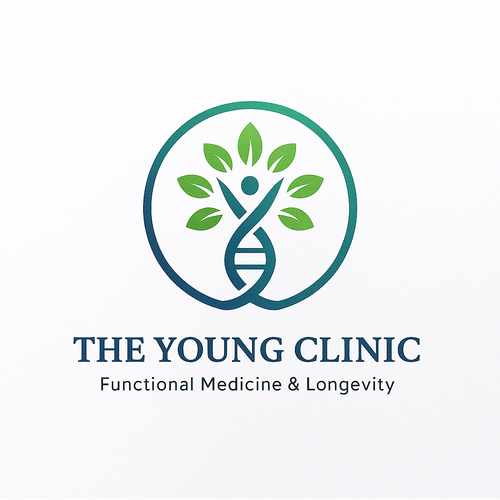 DNA logo with the title 'Modern Wellness Logo for The Young Clinic'