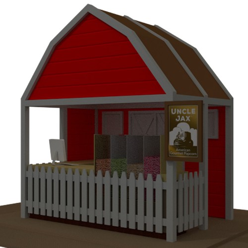 Booth design with the title 'Popcorn Kiosk Concept'