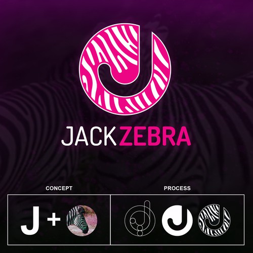 Zebra design with the title 'J Zebra head logo for "Jack Zebra"'