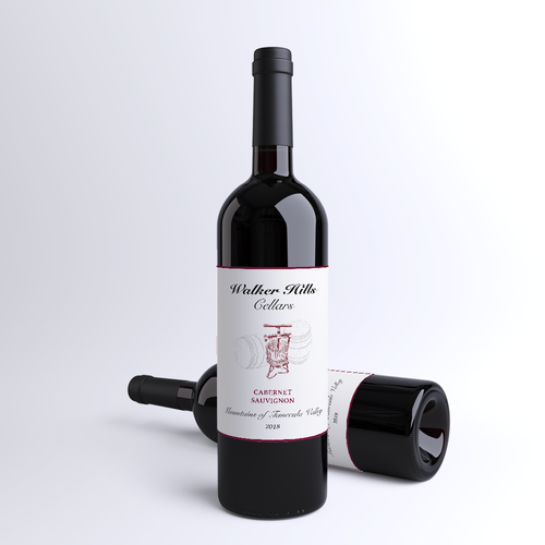 Red wine label with the title 'Walker Hills Cellars'