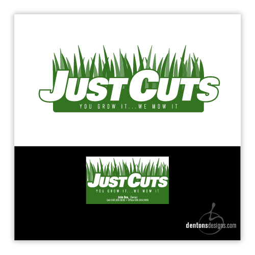 Grass logo with the title 'JUST CUTS landscaping identity'