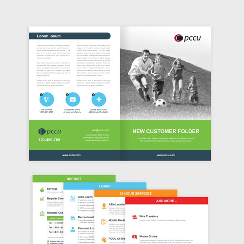 Vibrant design with the title 'Design a New Customer Folder for PCCU'